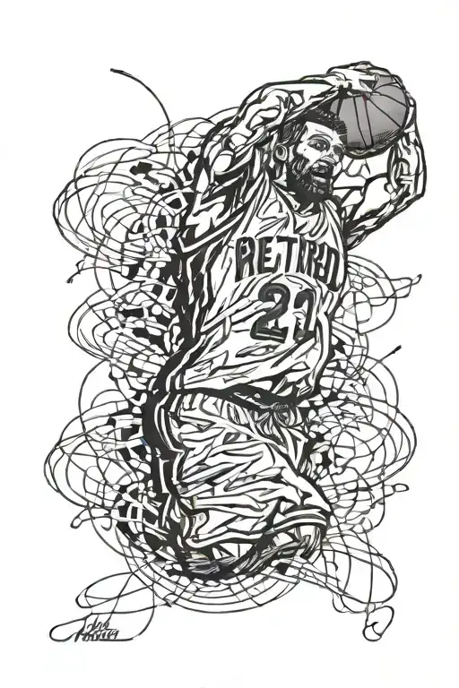 retired basketball jersey tattoo design idea