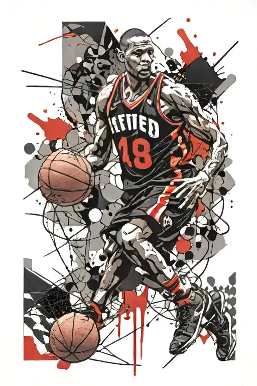retired basketball jersey tattoo design idea