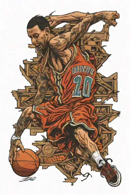 basketball jersey number 10, retired and hanging from rafters, no human  tattoo design idea