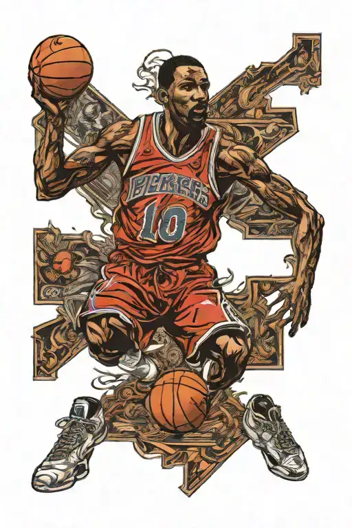 basketball jersey, number 10, retired tattoo design idea
