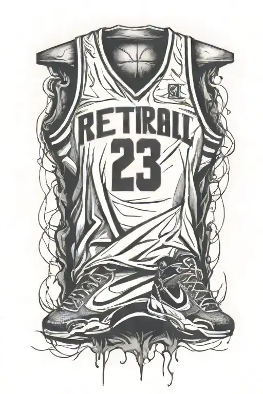 retired basketball jersey tattoo design idea