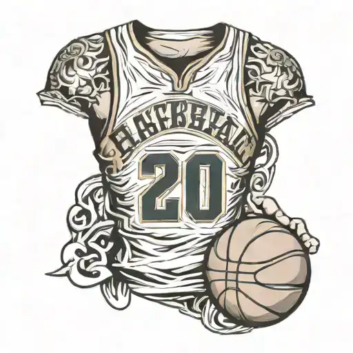 basketball jersey on rib cage tattoo design idea