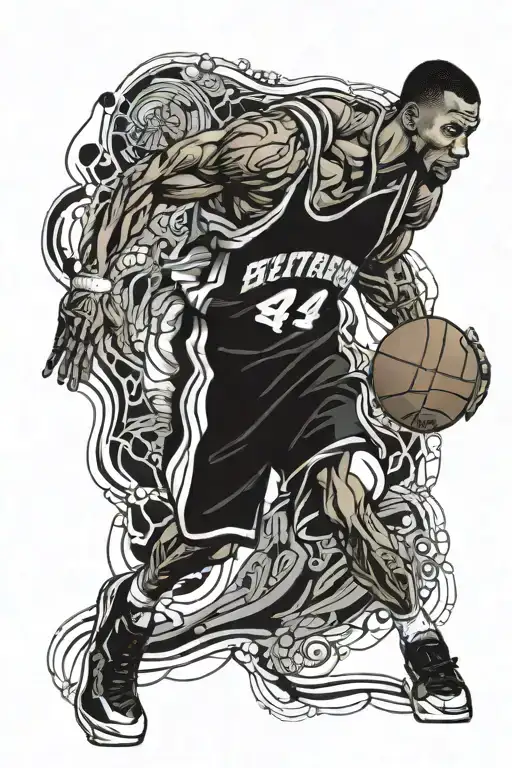 retired basketball jersey tattoo design idea