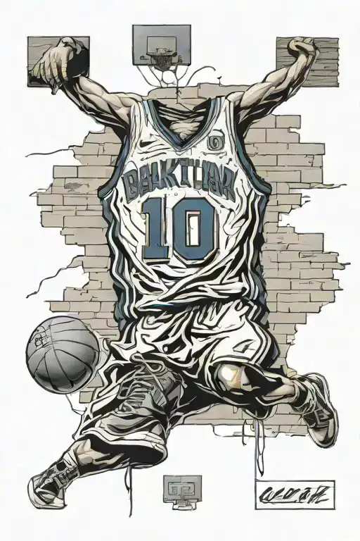 basketball jersey number 10, hanging from gym ceiling tattoo design idea