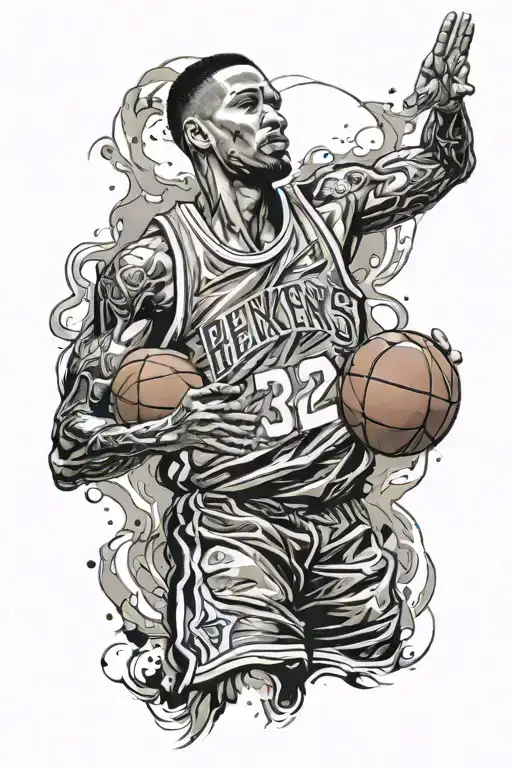 basketball jersey paying homage tattoo design idea
