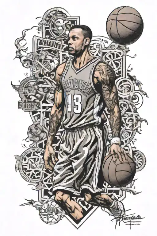 basketball jersey retired tattoo design idea