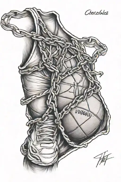  basketball jersey hanging from a human  rib  tattoo design idea