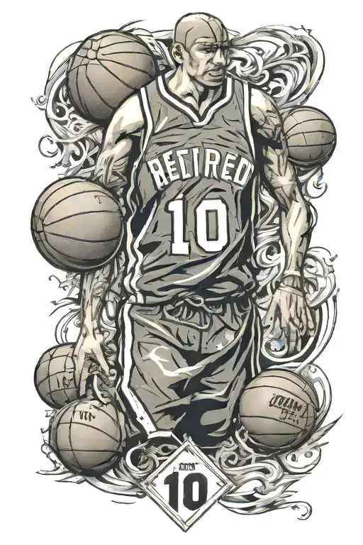 retired  basketball jersey, number 10 tattoo design idea
