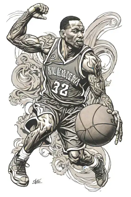 basketball jersey retired tattoo design idea