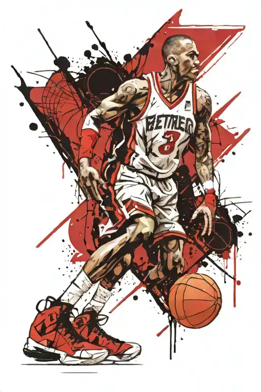 retired basketball jersey tattoo design idea