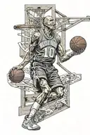 basketball jersey number 10, retired and hanging from rafters, no human  tattoo design idea