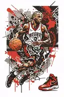 retired basketball jersey tattoo design idea