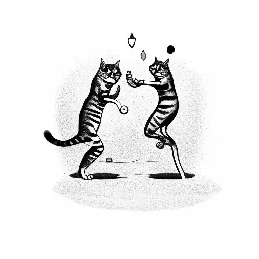 A cat and a frog engaged in a Brazilian jiu jitsu match tattoo design idea
