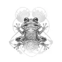 a samurai frog in oversized armor tattoo design idea