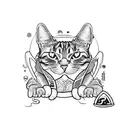 A cat and a frog engaged in a Brazilian jiu jitsu match tattoo design idea