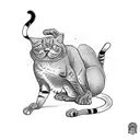A cat and a frog engaged in a Brazilian jiu jitsu match tattoo design idea