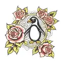 penguin, rose, paw print tattoo design idea