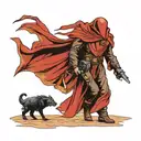 dune book man walking and red rising howler logo tattoo design idea