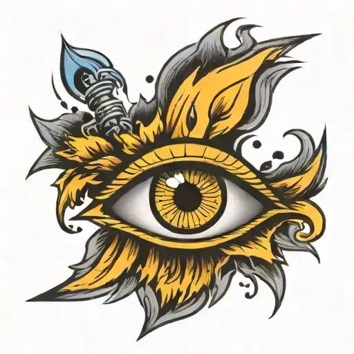 eye crying but tear is thunder lightning tattoo design idea