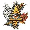 eye crying but tear is thunder lightning tattoo design idea