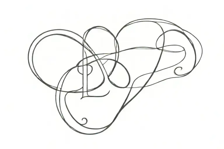 thin heart with the letter b incorporated tattoo design idea