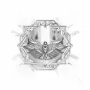 A soaring eagle with intricate geometric patterns tattoo design idea