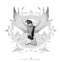 A soaring eagle with intricate geometric patterns tattoo design idea