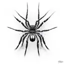 Alian spider going down on web string, black and white, realism, detalised, hdr, best quality tattoo design idea
