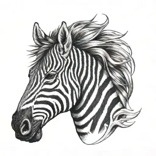 zebra chess horse head tattoo design idea