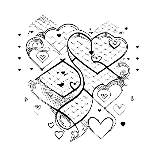 always written with hearts tattoo design idea