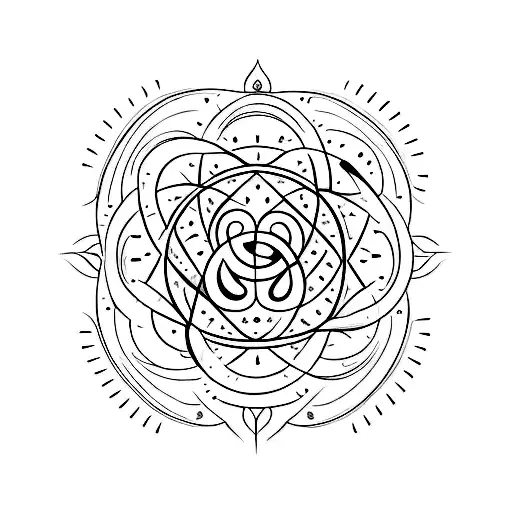 A minimalist tattoo of a mantra from the Vedas written in a circular pattern around a globe tattoo design idea