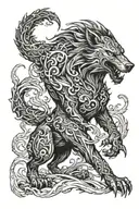 fenrir fighting ragnarok tattoo design idea