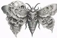 moth in the middles skulls on the outside   tattoo design idea