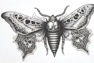 moth in the middles skulls on the outside   tattoo design idea