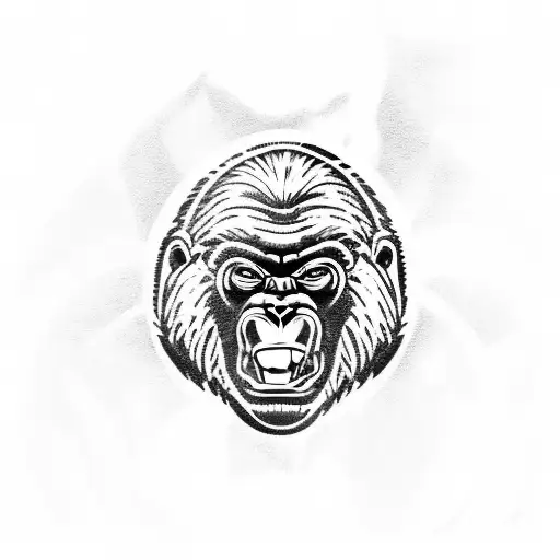 Gorilla Head, screaming  tattoo design idea