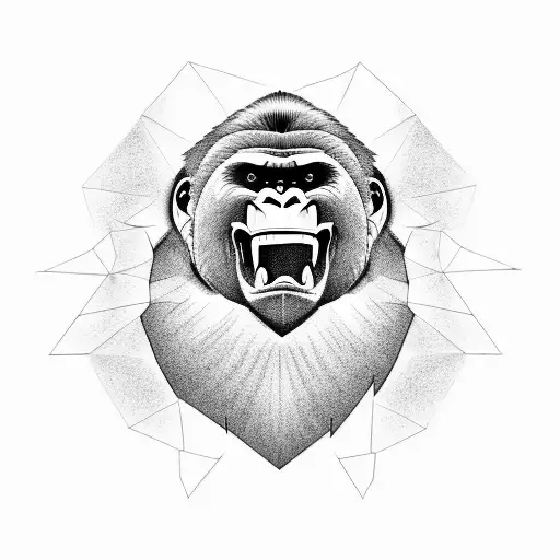 Gorilla Head, screaming and Showing off his teeth tattoo design idea