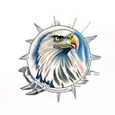 Bald eagle clutching planet earth in its talons tattoo design idea