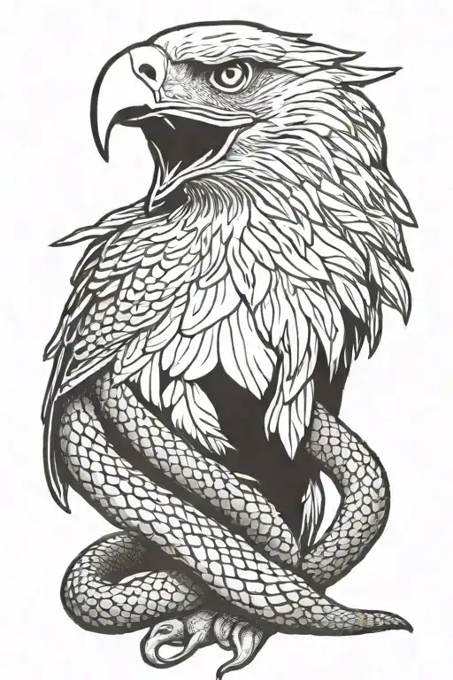 eagle head and snake tattoo design idea