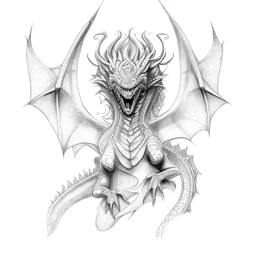 Daenerys with three dragona  tattoo design idea