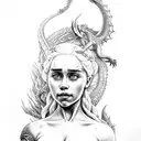 Daenerys with three dragona  tattoo design idea