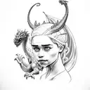 Daenerys with three dragona  tattoo design idea