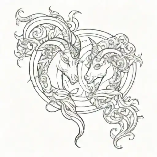 matching capricorn and aries  tattoo design idea