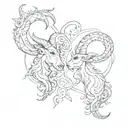 matching capricorn and aries  tattoo design idea