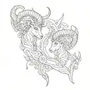 matching capricorn and aries  tattoo design idea