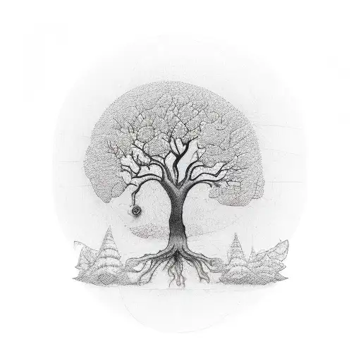 engineering and physics graph, trees tattoo design idea