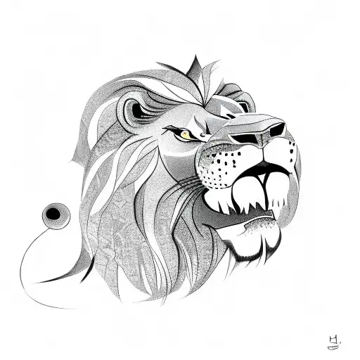 lion with snake tattoo design idea
