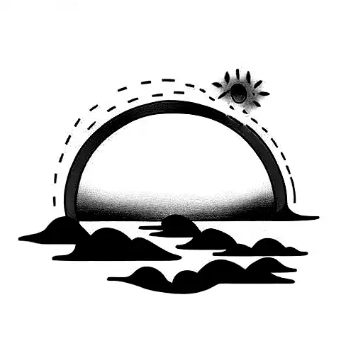 sunset with colors tattoo design idea