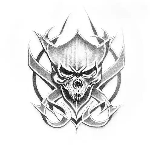 A sinister-looking metal band logo incorporating your daughter's initials EJS and LMS tattoo design idea