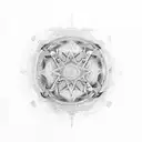 A book with psychedelic patterns and futuristic elements tattoo design idea