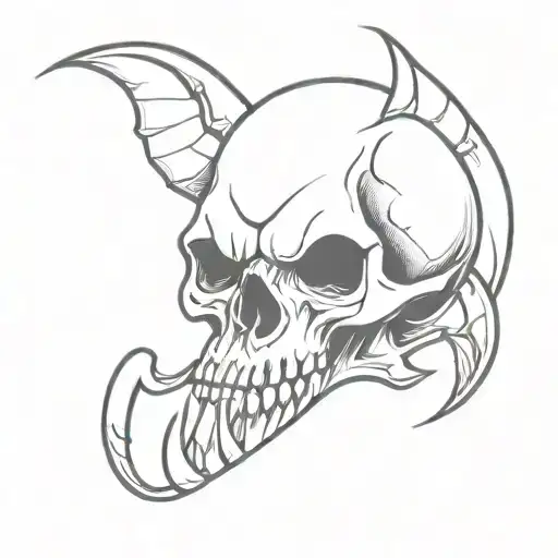 vampire fang skull tattoo design idea